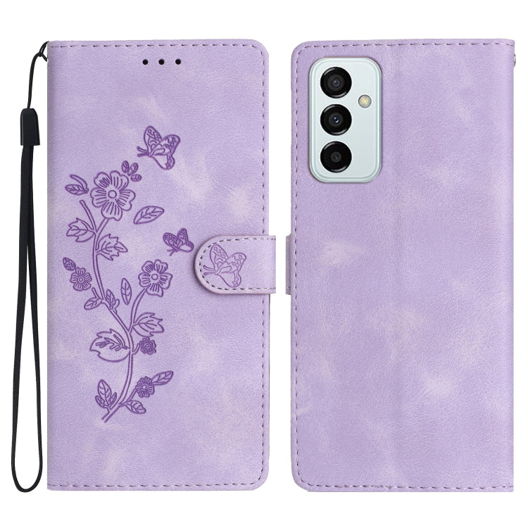 Flower Butterfly Embossing Pattern Leather Phone Case