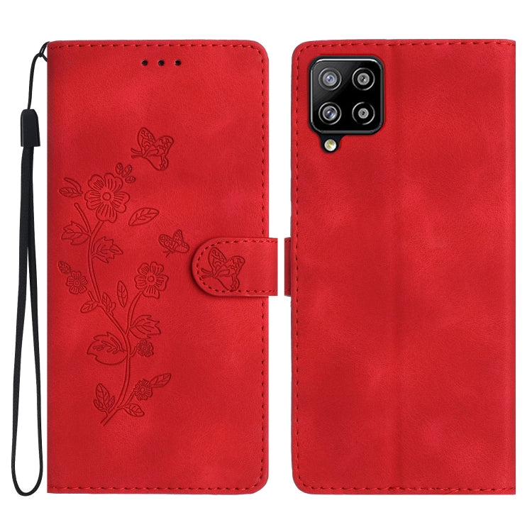 Flower Butterfly Embossing Pattern Leather Phone Case