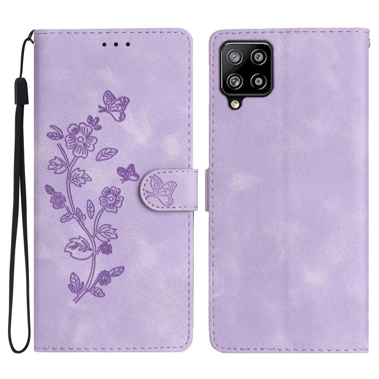 Flower Butterfly Embossing Pattern Leather Phone Case