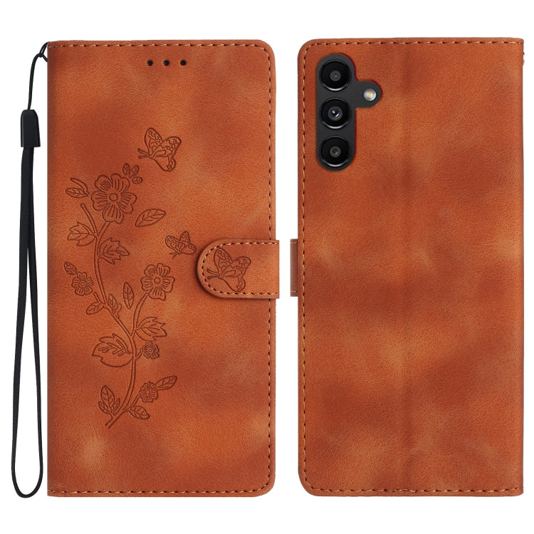 Flower Butterfly Embossing Pattern Leather Phone Case, For Samsung Galaxy S24 Ultra 5G, For Samsung Galaxy S24+ 5G, For Samsung Galaxy S23 FE 5G, For Samsung Galaxy A05