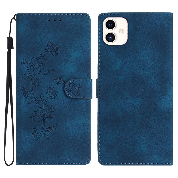 Flower Butterfly Embossing Pattern Leather Phone Case