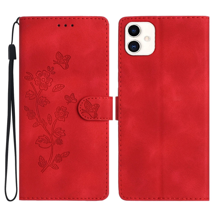 Flower Butterfly Embossing Pattern Leather Phone Case