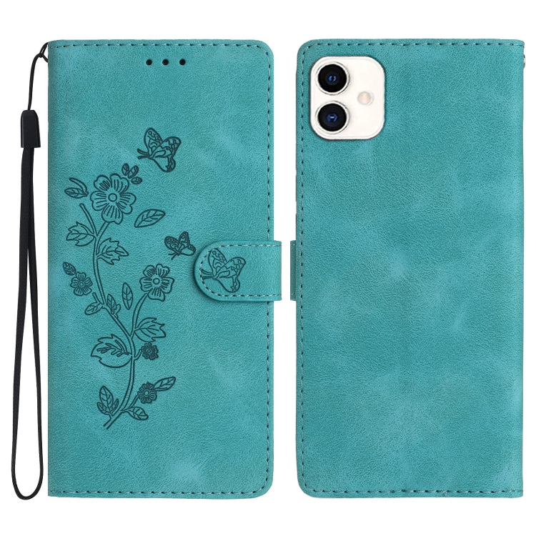 Flower Butterfly Embossing Pattern Leather Phone Case