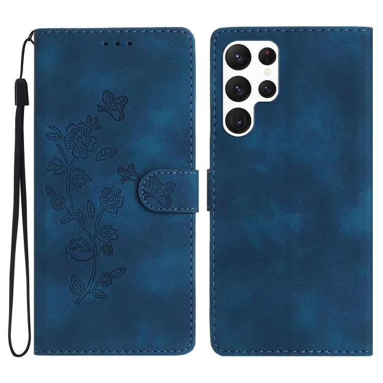 Flower Butterfly Embossing Pattern Leather Phone Case