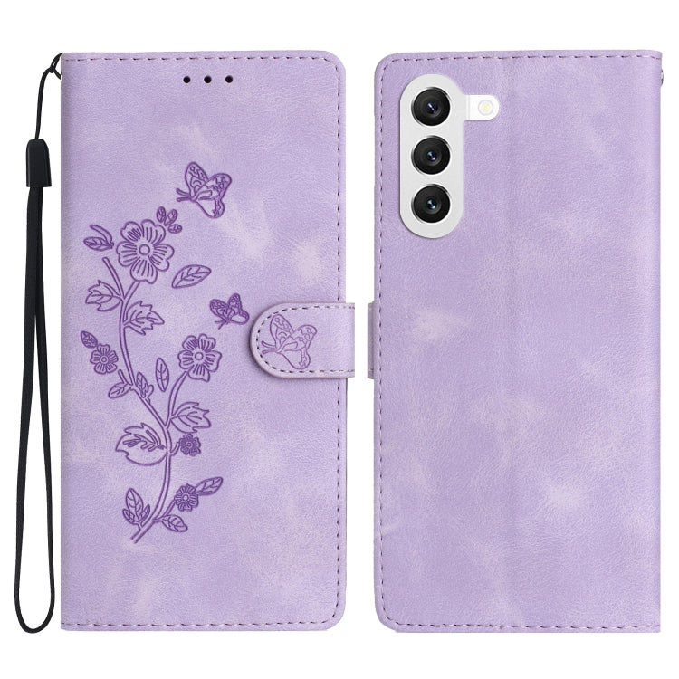 Flower Butterfly Embossing Pattern Leather Phone Case