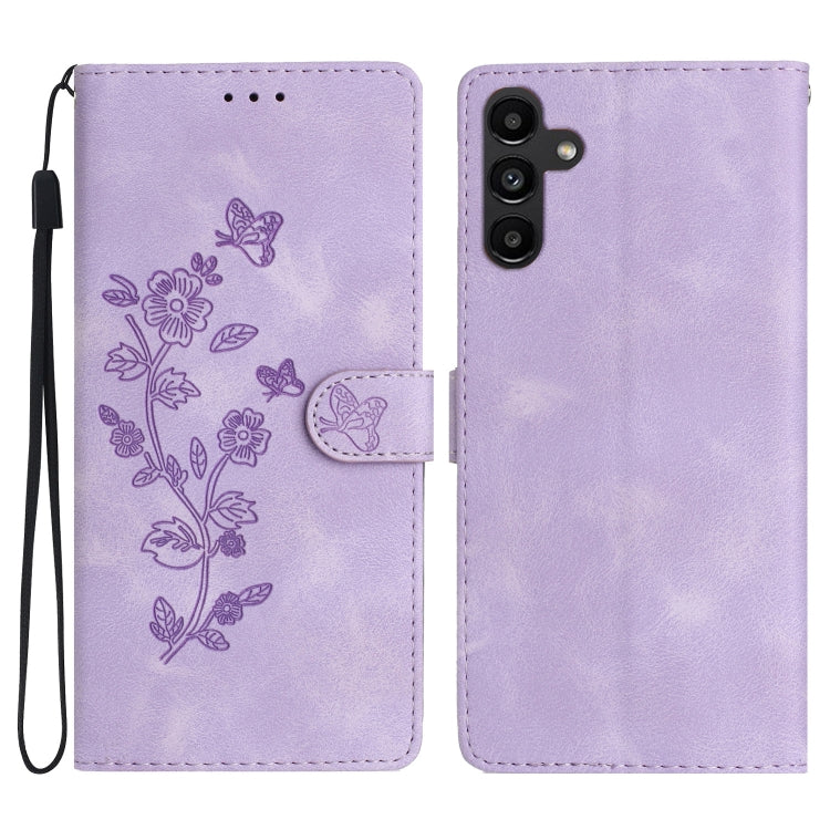 Flower Butterfly Embossing Pattern Leather Phone Case, For Samsung Galaxy A25 5G, For Samsung Galaxy A15, For Samsung Galaxy A35 5G, For Samsung Galaxy A23 5G