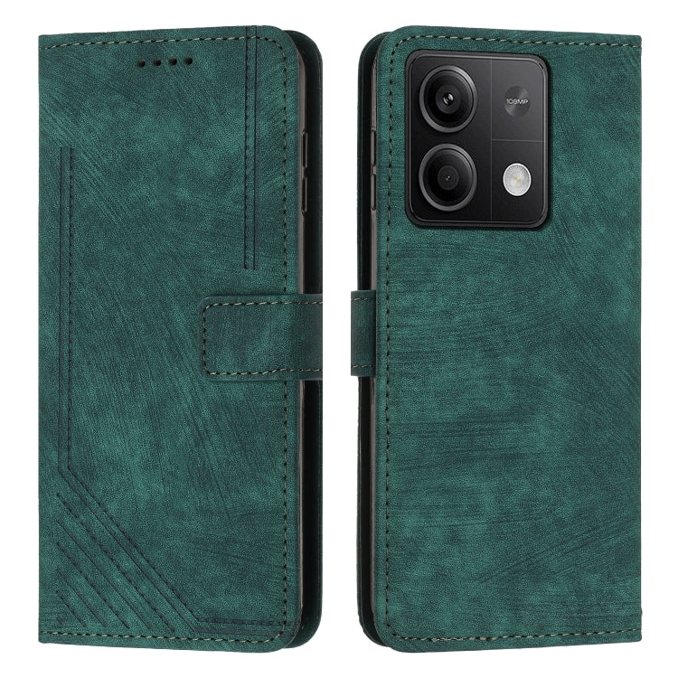 Skin Feel Stripe Pattern Leather Phone Case with Long Lanyard