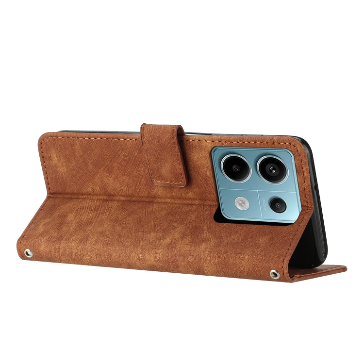 Skin Feel Stripe Pattern Leather Phone Case with Long Lanyard