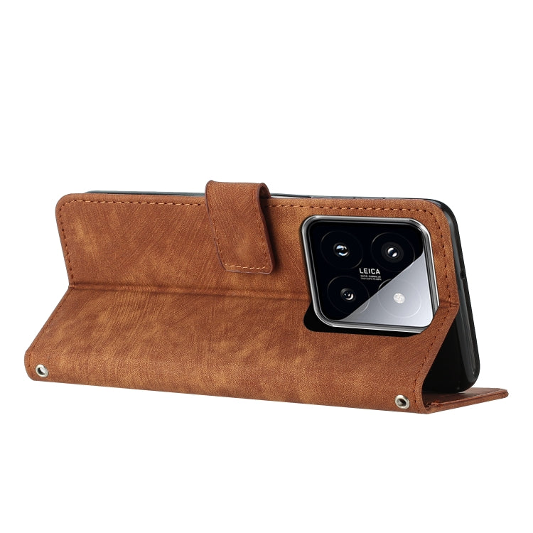 Skin Feel Stripe Pattern Leather Phone Case with Long Lanyard