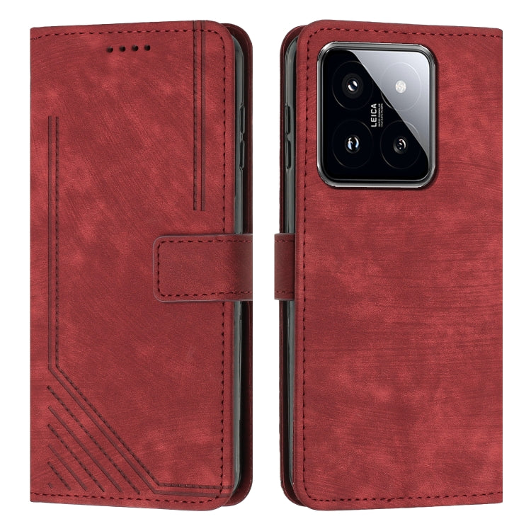 Skin Feel Stripe Pattern Leather Phone Case with Long Lanyard