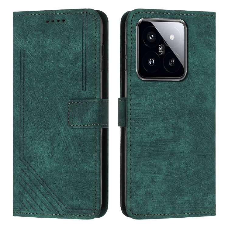 Skin Feel Stripe Pattern Leather Phone Case with Long Lanyard