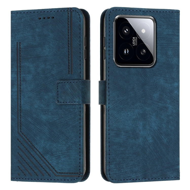 Skin Feel Stripe Pattern Leather Phone Case with Long Lanyard