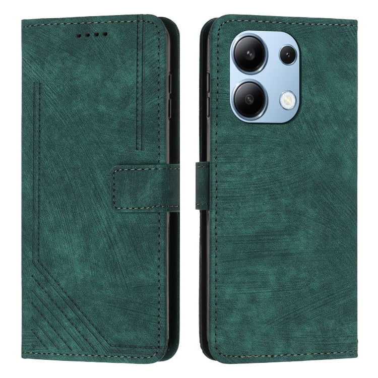 Skin Feel Stripe Pattern Leather Phone Case with Long Lanyard