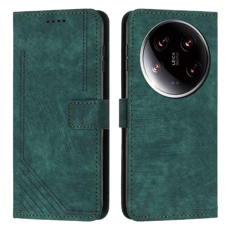 Skin Feel Stripe Pattern Leather Phone Case with Long Lanyard
