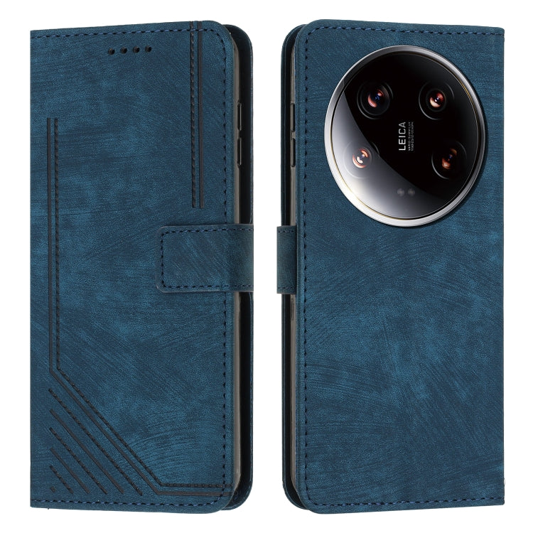 Skin Feel Stripe Pattern Leather Phone Case with Long Lanyard