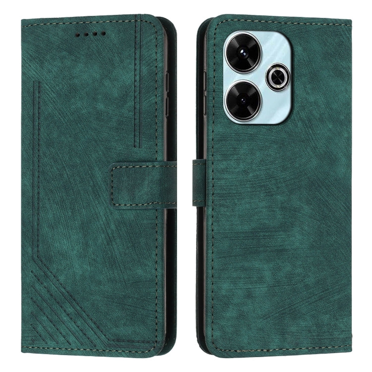 Skin Feel Stripe Pattern Leather Phone Case with Long Lanyard