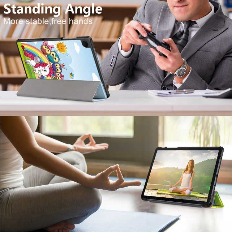 Custer Painted 3-Fold Holder Smart Leather Tablet Case