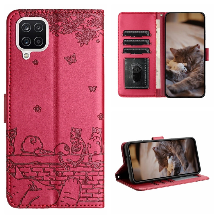 Cat Embossing Pattern Leather Phone Case with Lanyard