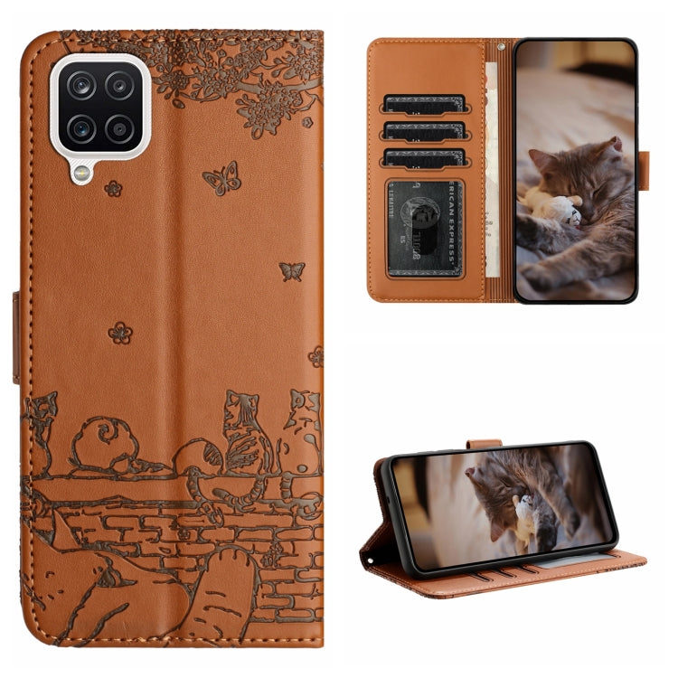 Cat Embossing Pattern Leather Phone Case with Lanyard