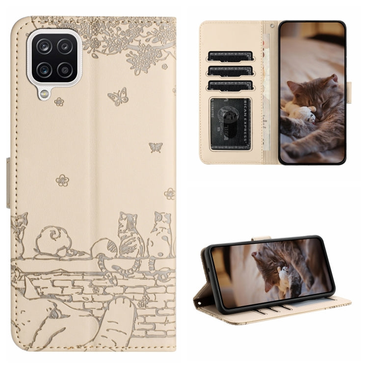 Cat Embossing Pattern Leather Phone Case with Lanyard
