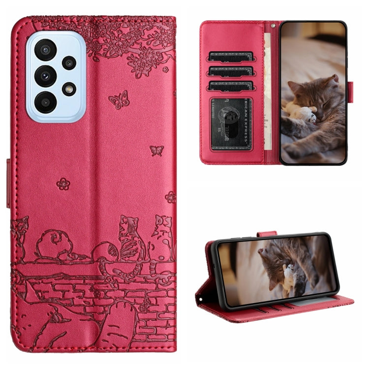 Cat Embossing Pattern Leather Phone Case with Lanyard