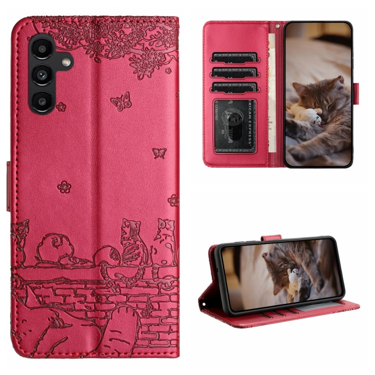 Cat Embossing Pattern Leather Phone Case with Lanyard, For Samsung Galaxy A24, For Samsung Galaxy A15 5G, For Samsung Galaxy S24 Ultra, For Samsung Galaxy A14