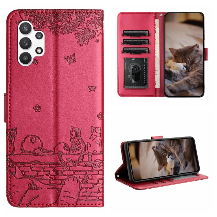 Cat Embossing Pattern Leather Phone Case with Lanyard