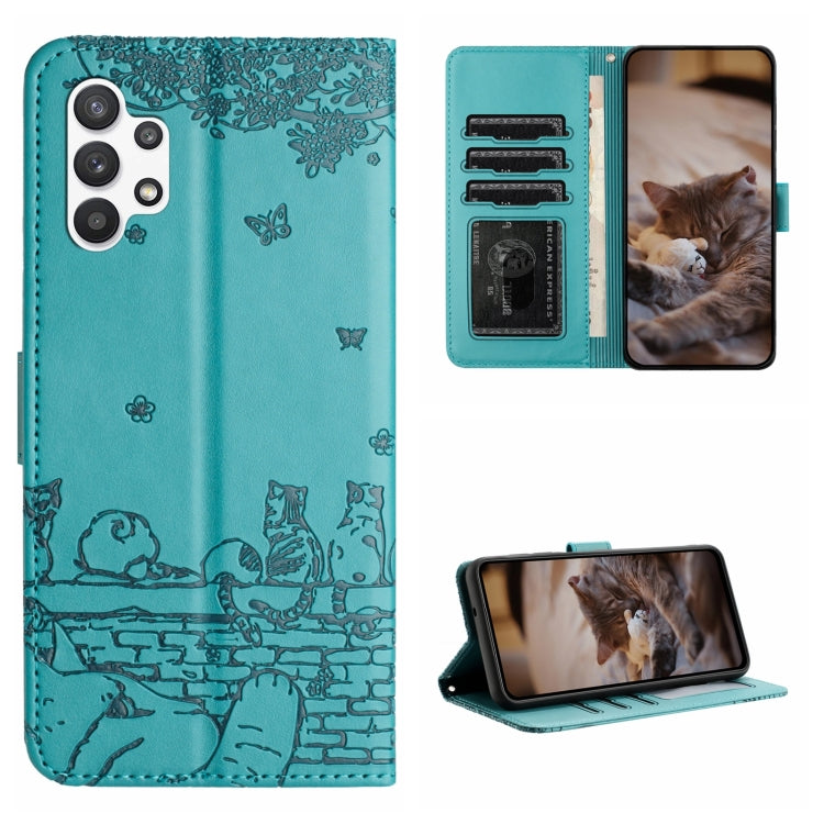 Cat Embossing Pattern Leather Phone Case with Lanyard