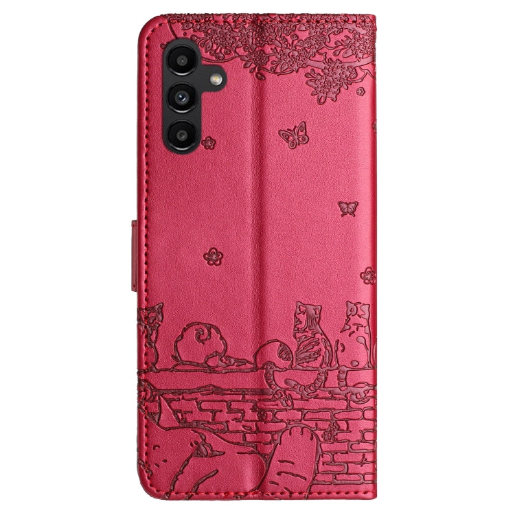 Cat Embossing Pattern Leather Phone Case with Lanyard, For Samsung Galaxy A34, For Samsung Galaxy A15, For Samsung Galaxy A54, For Samsung Galaxy A05s