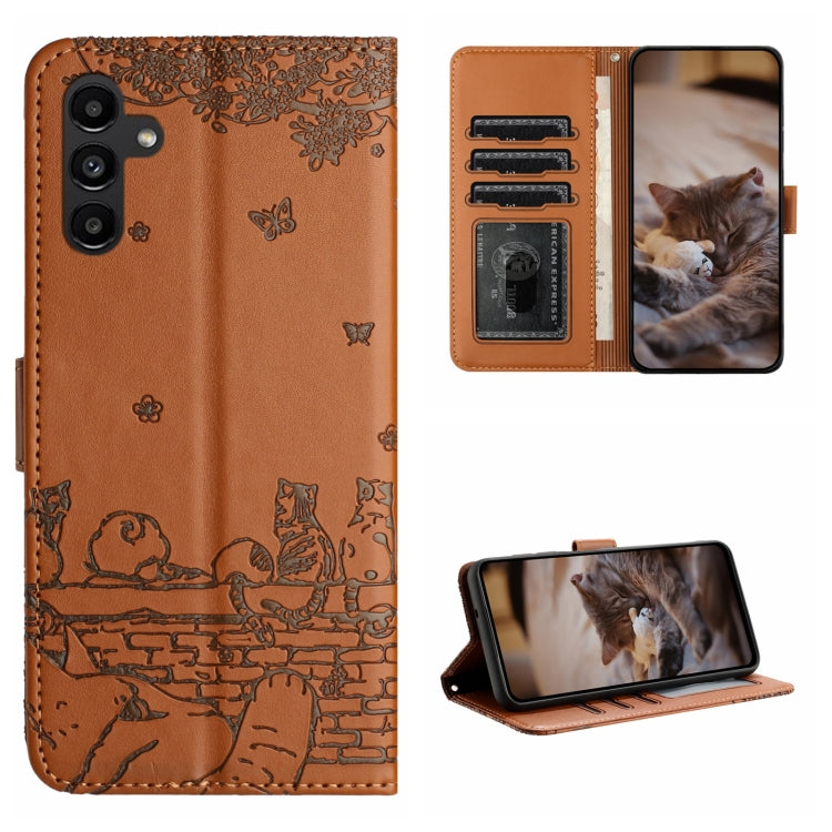 Cat Embossing Pattern Leather Phone Case with Lanyard, For Samsung Galaxy A34, For Samsung Galaxy A15, For Samsung Galaxy A54, For Samsung Galaxy A05s
