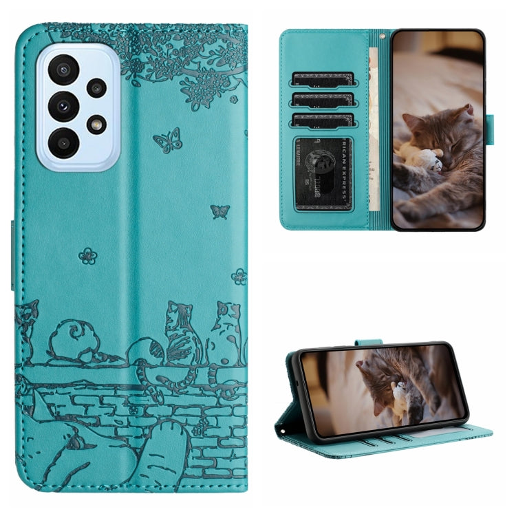 Cat Embossing Pattern Leather Phone Case with Lanyard
