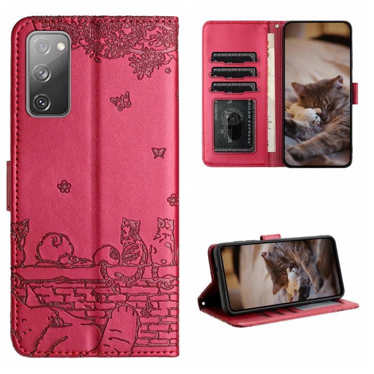 Cat Embossing Pattern Leather Phone Case with Lanyard