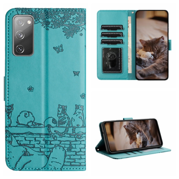 Cat Embossing Pattern Leather Phone Case with Lanyard
