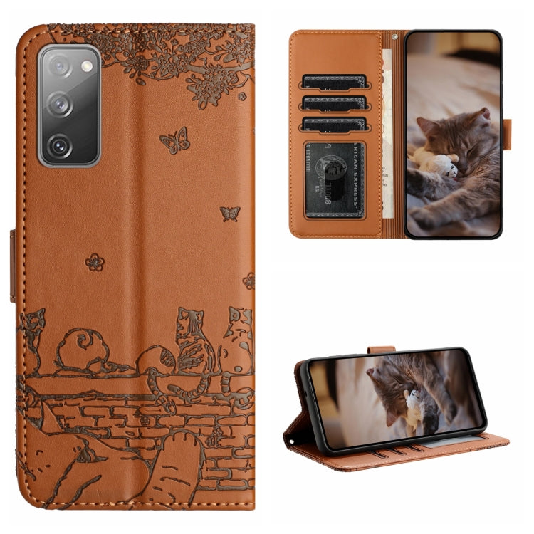 Cat Embossing Pattern Leather Phone Case with Lanyard