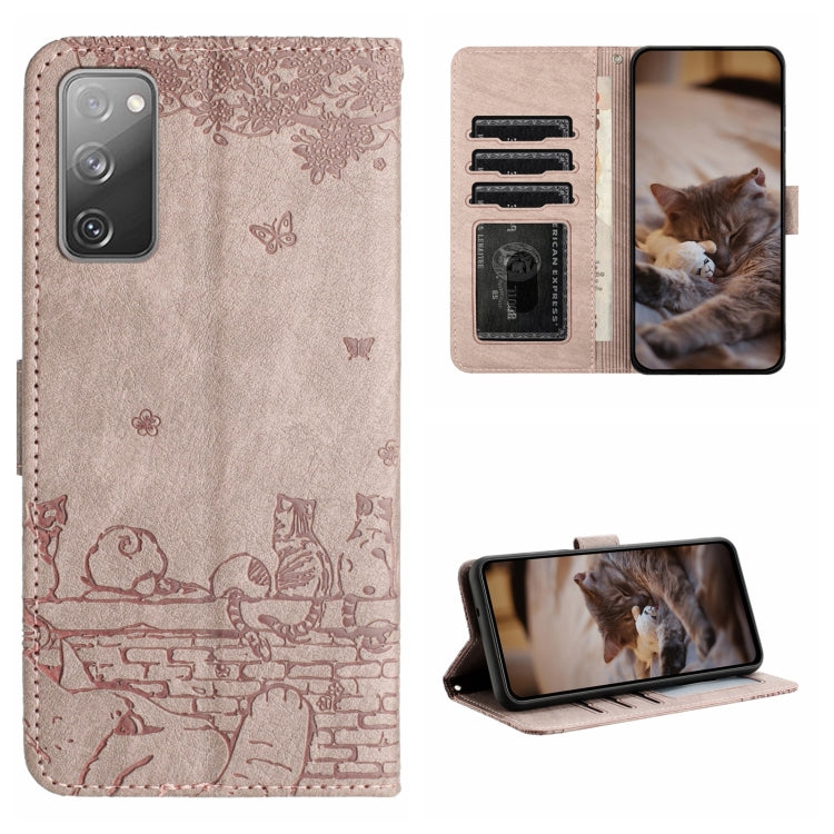 Cat Embossing Pattern Leather Phone Case with Lanyard