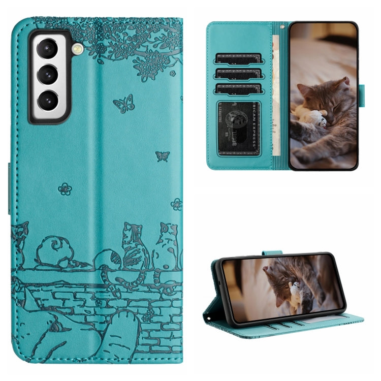 Cat Embossing Pattern Leather Phone Case with Lanyard