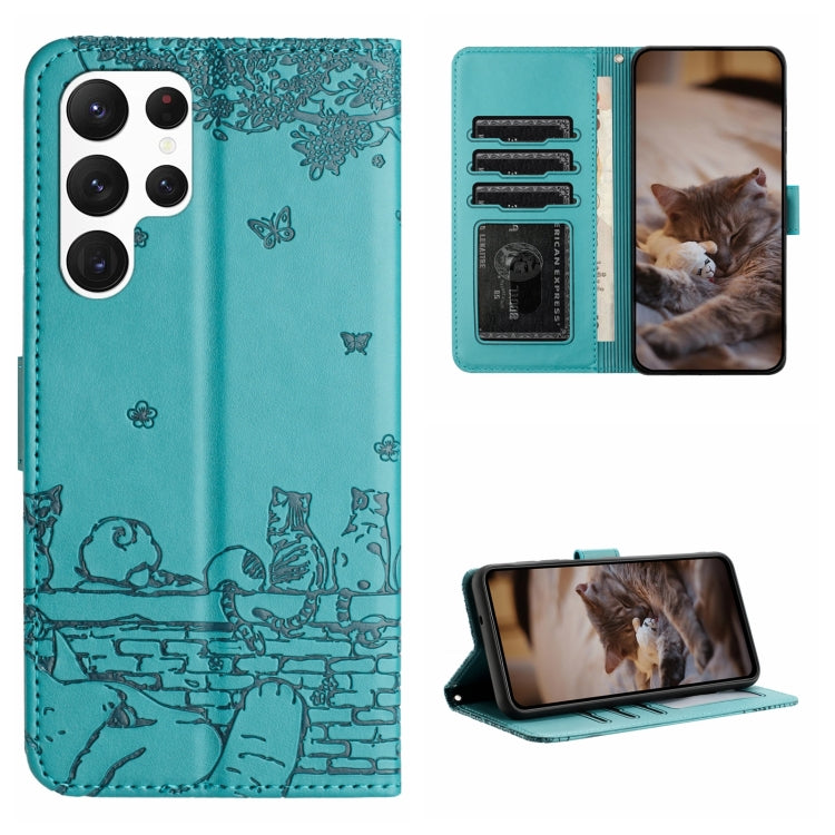 Cat Embossing Pattern Leather Phone Case with Lanyard