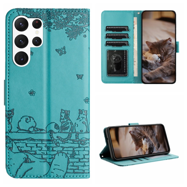 Cat Embossing Pattern Leather Phone Case with Lanyard