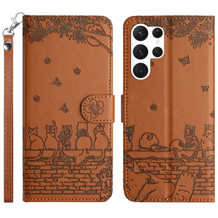 Cat Embossing Pattern Leather Phone Case with Lanyard, For Samsung Galaxy A24, For Samsung Galaxy A15 5G, For Samsung Galaxy S24 Ultra, For Samsung Galaxy A55