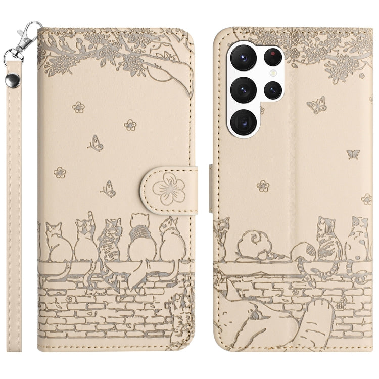 Cat Embossing Pattern Leather Phone Case with Lanyard, For Samsung Galaxy A24, For Samsung Galaxy A15 5G, For Samsung Galaxy S24 Ultra, For Samsung Galaxy A14