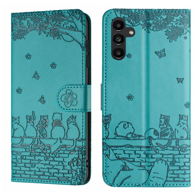 Cat Embossing Pattern Leather Phone Case with Lanyard, For Samsung Galaxy A35, For Samsung Galaxy A54, For Samsung Galaxy A05s, For Samsung Galaxy A15