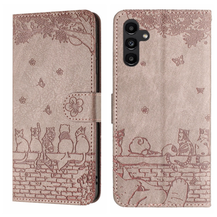 Cat Embossing Pattern Leather Phone Case with Lanyard, For Samsung Galaxy A35, For Samsung Galaxy A54, For Samsung Galaxy A05s, For Samsung Galaxy A15