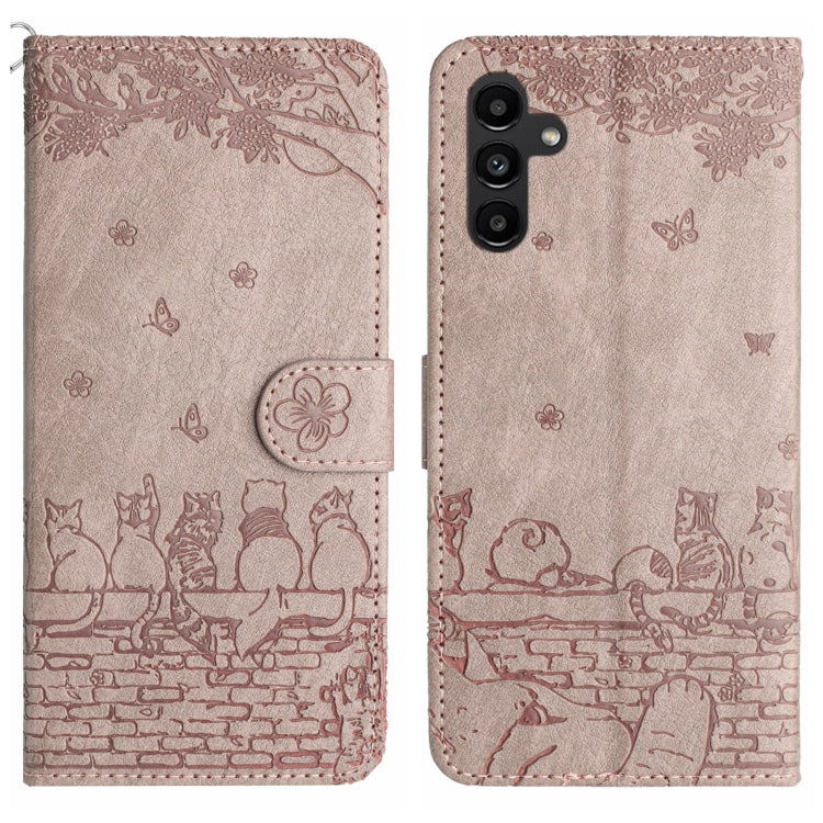 Cat Embossing Pattern Leather Phone Case with Lanyard, For Samsung Galaxy A24, For Samsung Galaxy A15 5G, For Samsung Galaxy S24 Ultra, For Samsung Galaxy A14