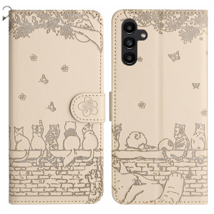 Cat Embossing Pattern Leather Phone Case with Lanyard, For Samsung Galaxy A24, For Samsung Galaxy A15 5G, For Samsung Galaxy S24 Ultra, For Samsung Galaxy A55