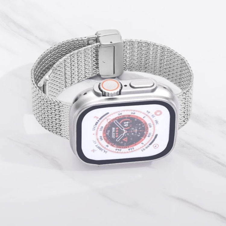 Magnetic Buckle Herringbone Mesh Metal Watch Band, For Apple Watch Series 9 45mm, For Apple Watch SE 2022 40mm, For Apple Watch Series 9 41mm, For Apple Watch SE 2022 44mm