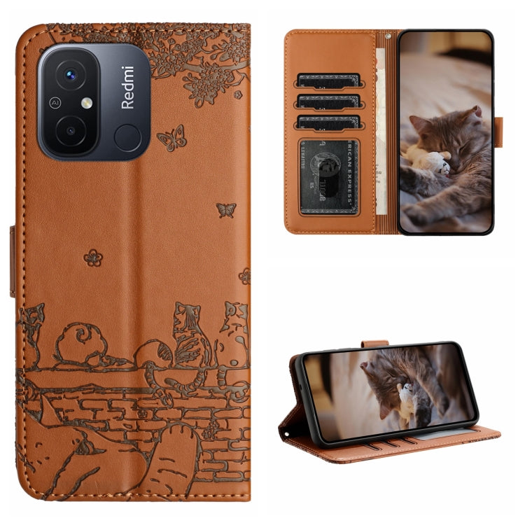 Cat Embossing Pattern Leather Phone Case with Lanyard, For Xiaomi Redmi Note 12 5G India / POCO X5, For Xiaomi Redmi 12C / 11A, For Xiaomi Redmi Note 11 Pro 4G/5G Global, For Xiaomi Redmi Note 11 Global