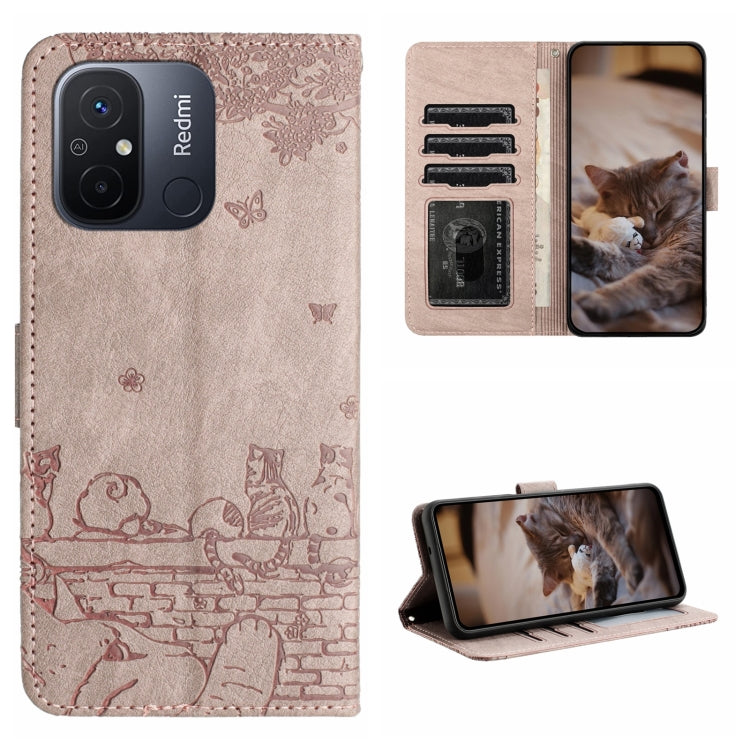 Cat Embossing Pattern Leather Phone Case with Lanyard, For Xiaomi Redmi Note 12 5G India / POCO X5, For Xiaomi Redmi 12C / 11A, For Xiaomi Redmi Note 11 Pro 4G/5G Global, For Xiaomi Redmi Note 11 Global