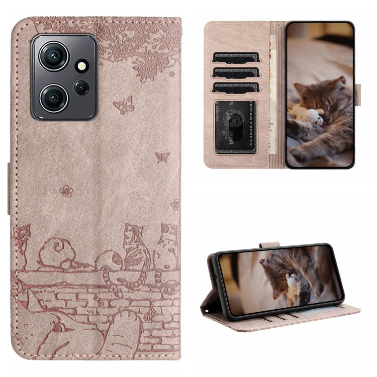 Cat Embossing Pattern Leather Phone Case with Lanyard, For Xiaomi Poco F5, For Xiaomi Poco F5 Pro, For Xiaomi Redmi Note 12 4G Global, For Xiaomi Redmi Note 12 Pro Speed