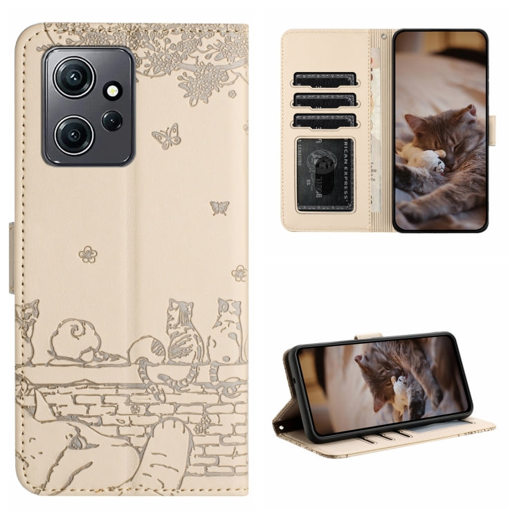 Cat Embossing Pattern Leather Phone Case with Lanyard, For Xiaomi Poco F5, For Xiaomi Poco F5 Pro, For Xiaomi Redmi Note 12 4G Global, For Xiaomi Redmi Note 12 Pro Speed