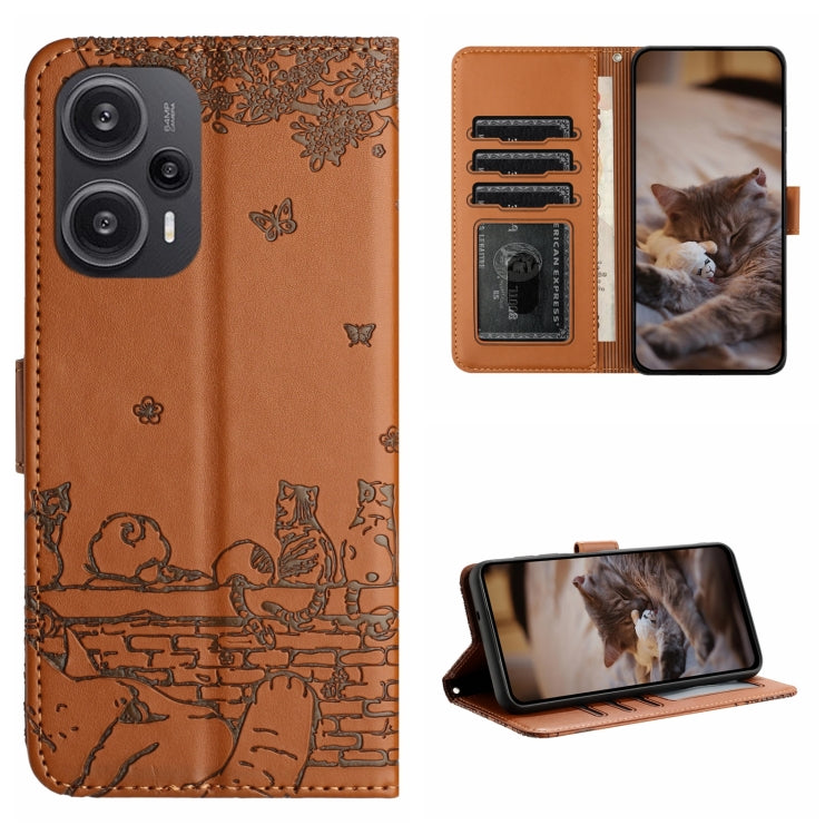 Cat Embossing Pattern Leather Phone Case with Lanyard, For Xiaomi Poco F5, For Xiaomi Poco F5 Pro, For Xiaomi Redmi Note 12 4G Global, For Xiaomi Redmi Note 12 Pro Speed